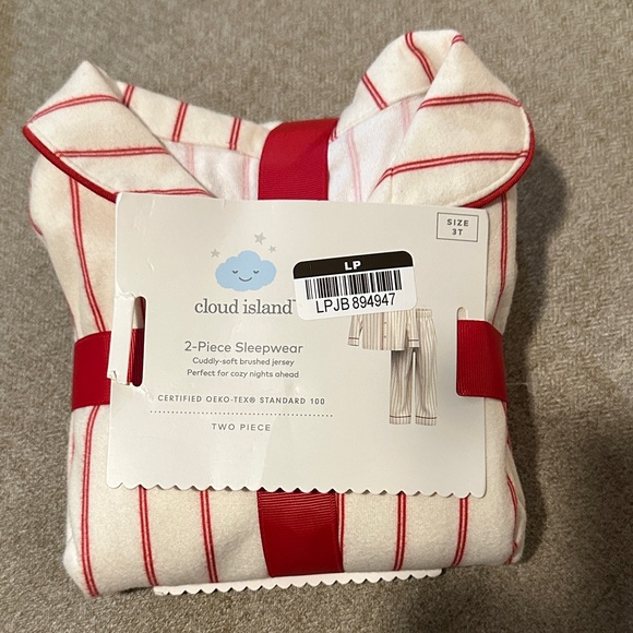 Cloud Island Kids Pajama Set - White with Red Stripes - Picture 2 of 3